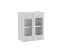 Шкаф навесной 600 c двумя дверями со стеклом «Долорес», Белый, Сноу