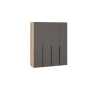 Шкаф для одежды (580) с 4 глухими дверями «Порто», Яблоня Беллуно, Графит софт