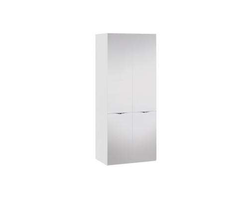 Шкаф для одежды с 2 зеркальными дверями «Глосс», Белый глянец