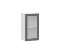 Шкаф навесной 400 c одной дверью со стеклом «Кимберли», Белый, Титан