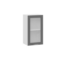 Шкаф навесной 400 c одной дверью со стеклом «Кимберли», Белый, Титан