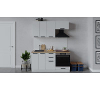 Кухонный гарнитур «Детройт» длиной 160 см со шкафом НБ, Белый, Белый глянец