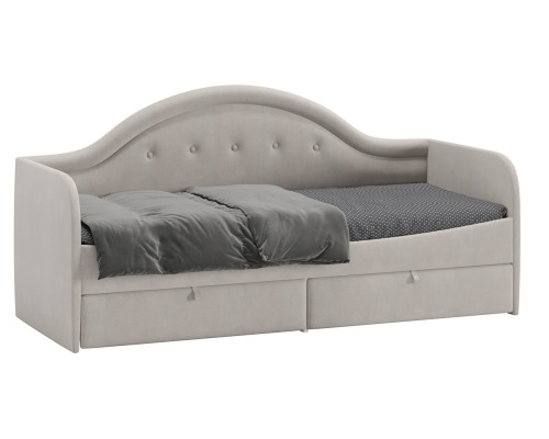 Кровать «Адель» с мягкой спинкой тип 1,велюр мокко светлый