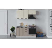 Кухонный гарнитур «Лорас» длиной 160 см со шкафом НБ, Белый, Холст брюле, Холст латте