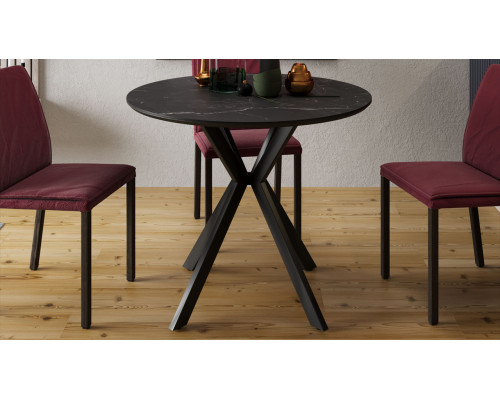 Стол обеденный «Эрвин» Тип 1, черный муар, керамика матовая черный мрамор