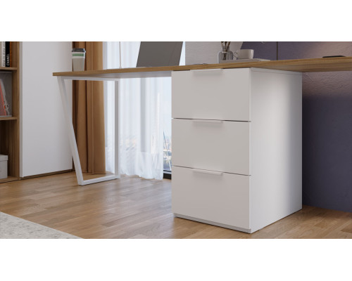 Комплект столов письменных с 1 тумбой универсальной «Порто», Белый Жемчуг, Яблоня Беллуно, Белый софт