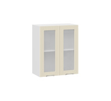 Шкаф навесной 600 c двумя дверями со стеклом «Кимберли», Белый, Крем