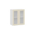 Шкаф навесной 600 c двумя дверями со стеклом «Кимберли», Белый, Крем