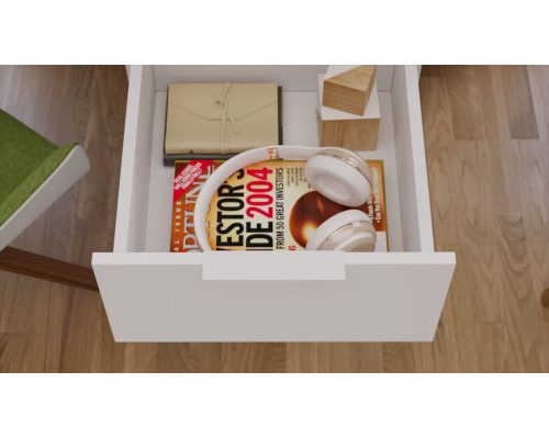 Комплект столов письменных с 1 тумбой универсальной «Порто», Белый Жемчуг, Яблоня Беллуно, Белый софт