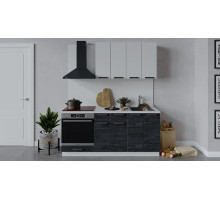 Кухонный гарнитур «Детройт» длиной 180 см со шкафом НБ, Белый, Белый глянец, Угольный Камень