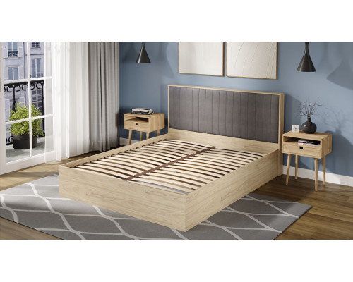 Кровать без ПМ «Сэнди» Тип 2, 160 (без подъемного механизма), Вяз благородный, Велюр Графит