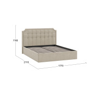 Кровать без ПМ «Анабель»,1600 тип 1 (без подъемного механизма),велюр мокко светлый