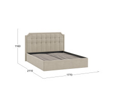 Кровать без ПМ «Анабель»,1600 тип 1 (без подъемного механизма),велюр мокко светлый