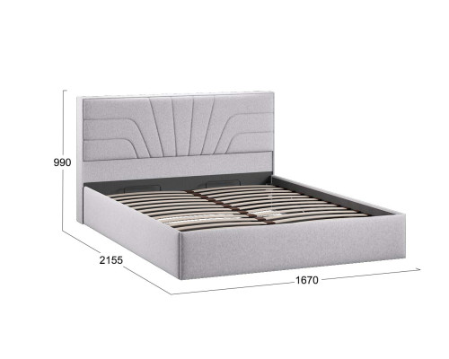 Кровать с ПМ «Пандора» 160 Тип 1 (с подъемным механизмом), Микровелюр Jercy Silver
