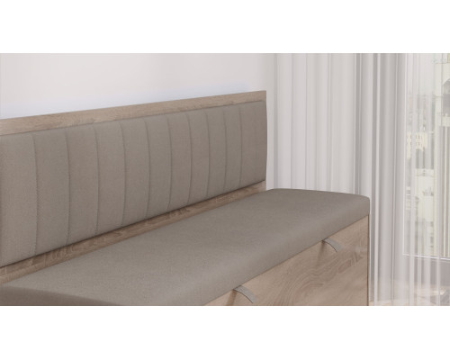 Скамья прямая «Берген», Дуб Сонома трюфель, Велюр Мокко светлый