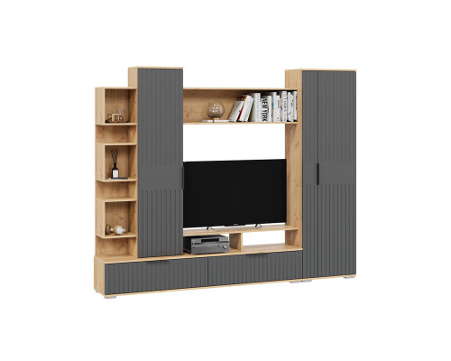 Гостиная «Моника», Дуб Крафт золотой, Графит матовый