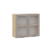 Шкаф навесной 800 c двумя дверями со стеклом «Белладжио», Дуб Крафт золотой, Софт капучино