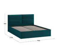 Кровать без ПМ «Глосс» Тип 1 ,1600 (без подъемного механизма), Велюр Confetti Izumrud
