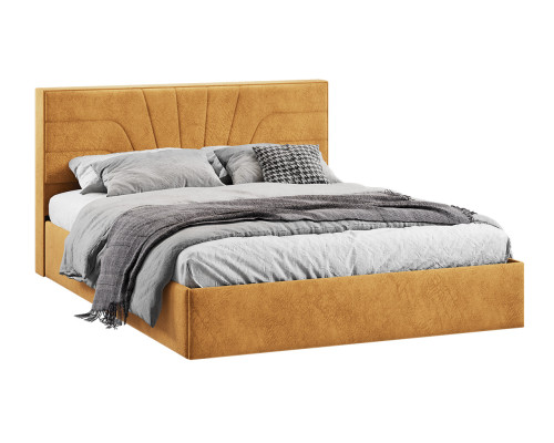Кровать с ПМ «Пандора» 160 Тип 1 (с подъемным механизмом), Микровелюр Wellmart Yellow