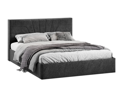 Кровать с ПМ «Пандора» 160 Тип 1 (с подъемным механизмом), Микровелюр Wellmart Graphite