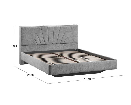 Кровать без ПМ «Пандора» 160 Тип 1 (без подъемного механизма), Микровелюр Wellmart Silver