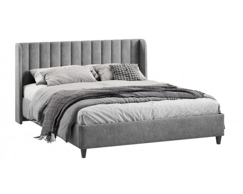 Кровать с ПМ «Шанель» 160 (с подъемным механизмом), Микровелюр Wellmart Silver