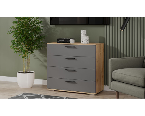 Комод «Нео», дуб крафт золотой, серый графит