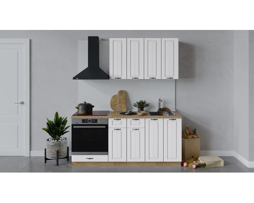Кухонный гарнитур «Лина» длиной 180 см со шкафом НБ, Дуб Крафт золотой, Белый