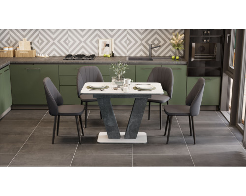 Стол раздвижной «Чинзано» Тип 1,Моод темный/стекло белое матовое