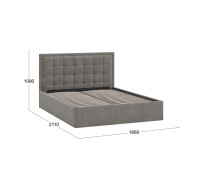 Кровать без ПМ «Ника»,1600 тип 1 (без подъемного механизма), велюр мокко темный