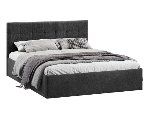Кровать без ПМ «Джоли» 140 Тип 1 (без подъемного механизма), микровелюр Wellmart Graphite Кровать без ПМ «Джоли» 140 Тип 1 (без подъемного механизма), микровелюр Wellmart Graphite