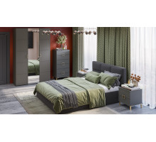 Спальный гарнитур «Стелла» №7, золото розовое, серый вулкан, фон серый, велюр Графит