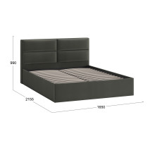 Кровать без ПМ «Глосс» Тип 1 ,1600 (без подъемного механизма),Велюр Confetti Stone