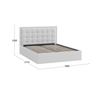 Кровать без ПМ «Ника», 1600 тип 1 (без подъемного механизма),экокожа белая Маrvel