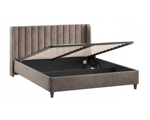 Кровать с ПМ «Шанель» 160 (с подъемным механизмом), Микровелюр Wellmart Latte