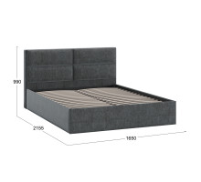 Кровать без ПМ «Глосс» Тип 1,1600 (без подъемного механизма),Микровелюр Jercy Graphite