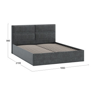 Кровать без ПМ «Глосс» 160 Тип 1 (без подъемного механизма), микровелюр Jercy Graphite