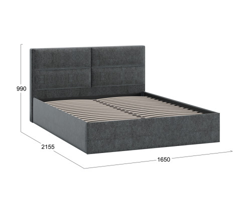 Кровать без ПМ «Глосс» Тип 1,1600 (без подъемного механизма),Микровелюр Jercy Graphite