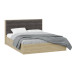 Кровать с ПМ «Агата» Тип 1,1600 (с подъемным механизмом) без заглушины, Вяз благородный, Велюр Графит