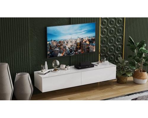 Тумба для теле- и радиоаппаратуры «Глосс», белый глянец, стекло белый глянец