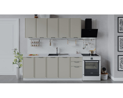 Кухонный гарнитур «Белладжио» длиной 200 см,белый, софт панакота