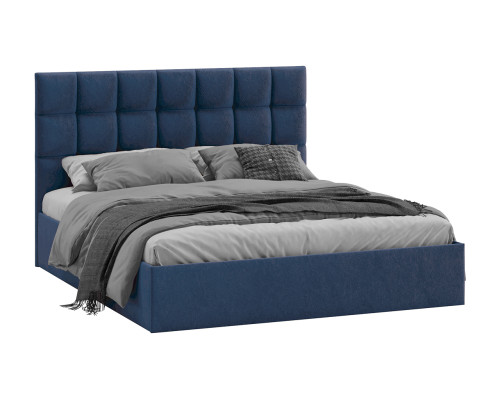 Кровать с ПМ «Эмбер» 1600 (с подъемным механизмом) с заглушиной, микровелюр Wellmart Blue