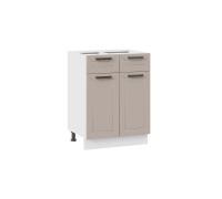 Шкаф напольный с двумя ящиками и двумя дверями «Лорас»,Белый/Холст латте