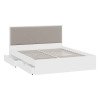 Кровать без ПМ «Стенли» 160 (без подъемного механизма), Белый Ясень, Велюр Confetti Smoke