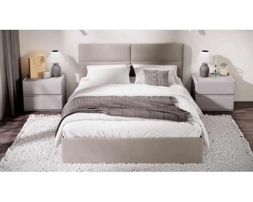 Кровать без ПМ «Глосс»,160 (без подъемного механизма), велюр мокко светлый