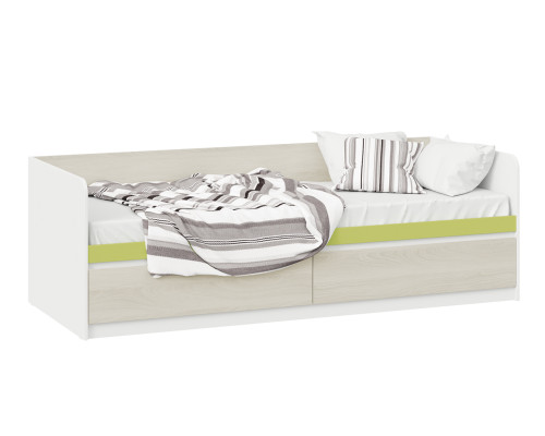 Кровать «Сканди», дуб гарден, белая, зеленый