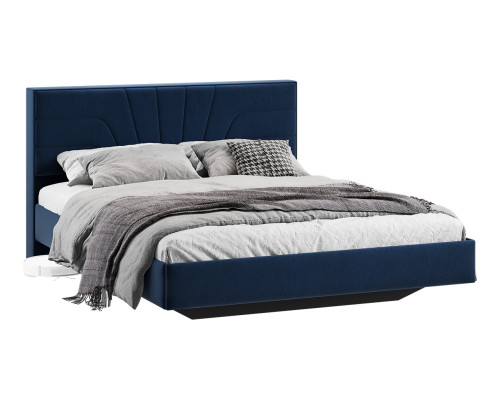 Кровать без ПМ «Пандора» 160 Тип 1 (без подъемного механизма), Микровелюр Wellmart Blue