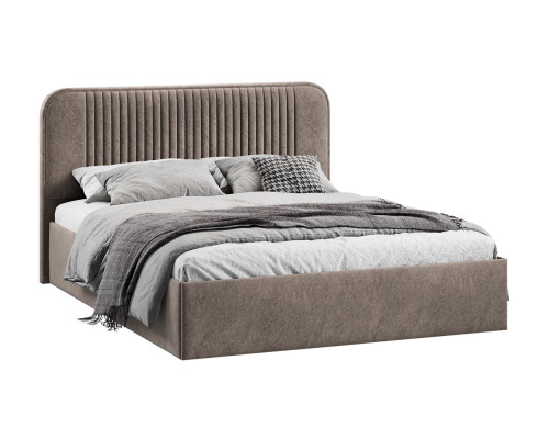Кровать с ПМ «Тиффани» тип 1 1600 с заглушиной, Микровелюр Wellmart Latte
