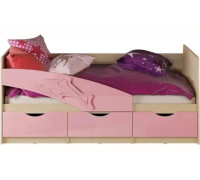 Детская кровать Дельфин 80х180, розовый металлик, дуб белёный