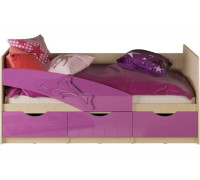 Детская кровать Дельфин 80х180, фиолетовый металлик, дуб белёный